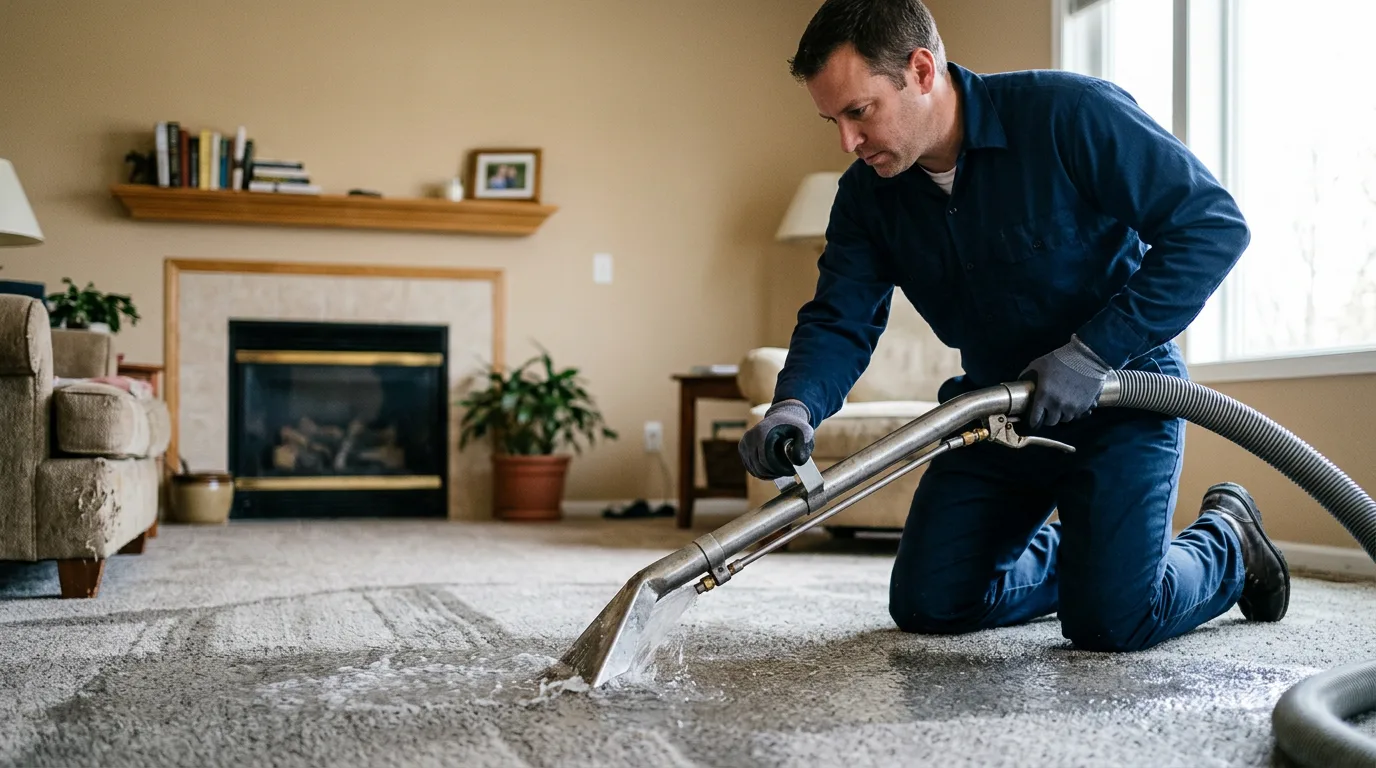 Water damage restoration technician working near Emory, TX